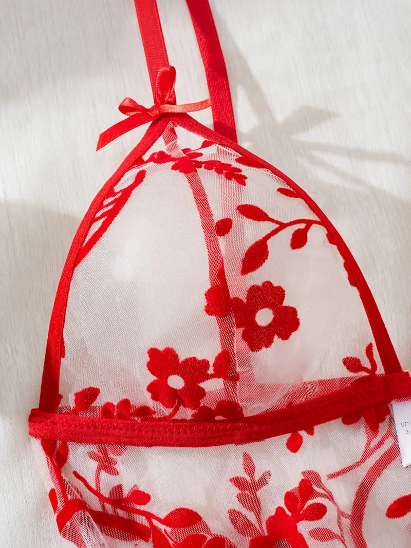 Romance in Red Lace Set