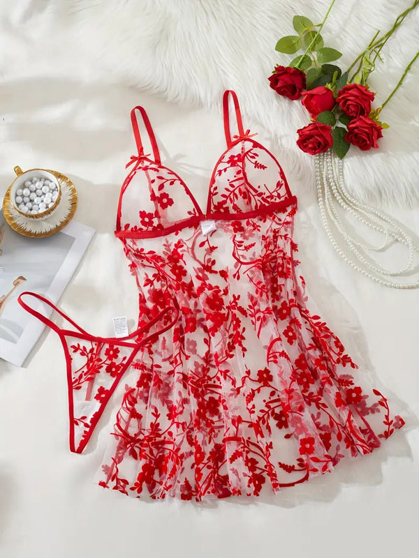 Romance in Red Lace Set
